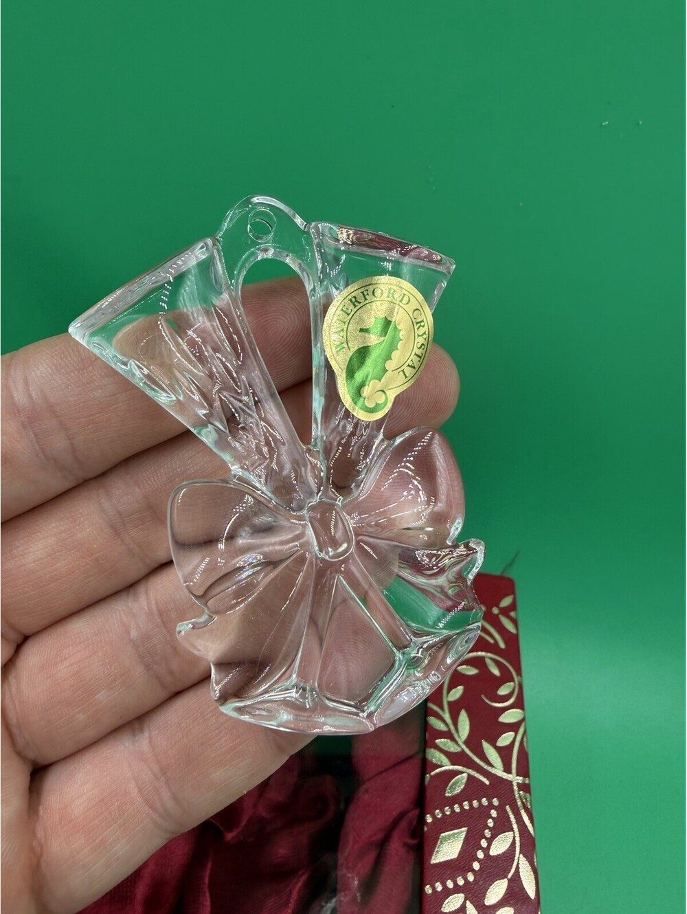 NIB 2014 Annual Waterford Crystal Lismore Christmas Ornament W/Enhancer 164590